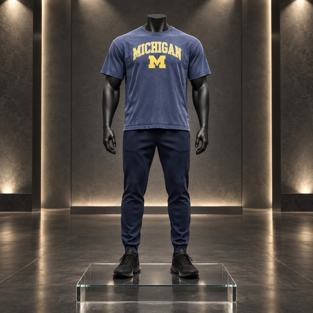 Michigan Wolverines T-Shirt Mens 2XL Blue Maize College Football NCAA Majestic